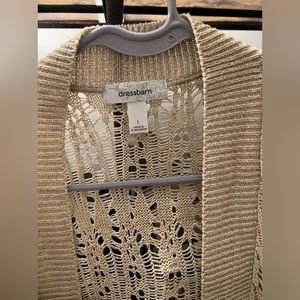 Dressbarn short sleeved light gold open cardigan